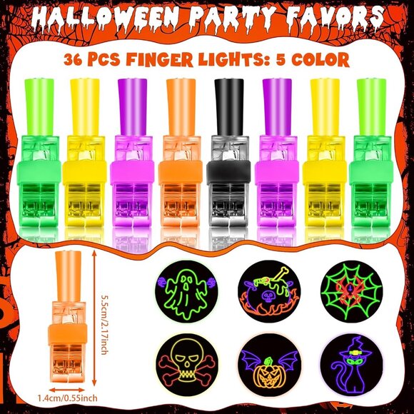 36 Pcs LED Finger Lights - Halloween Glow in the Dark Party Favors for Kids - Picture 3 of 6